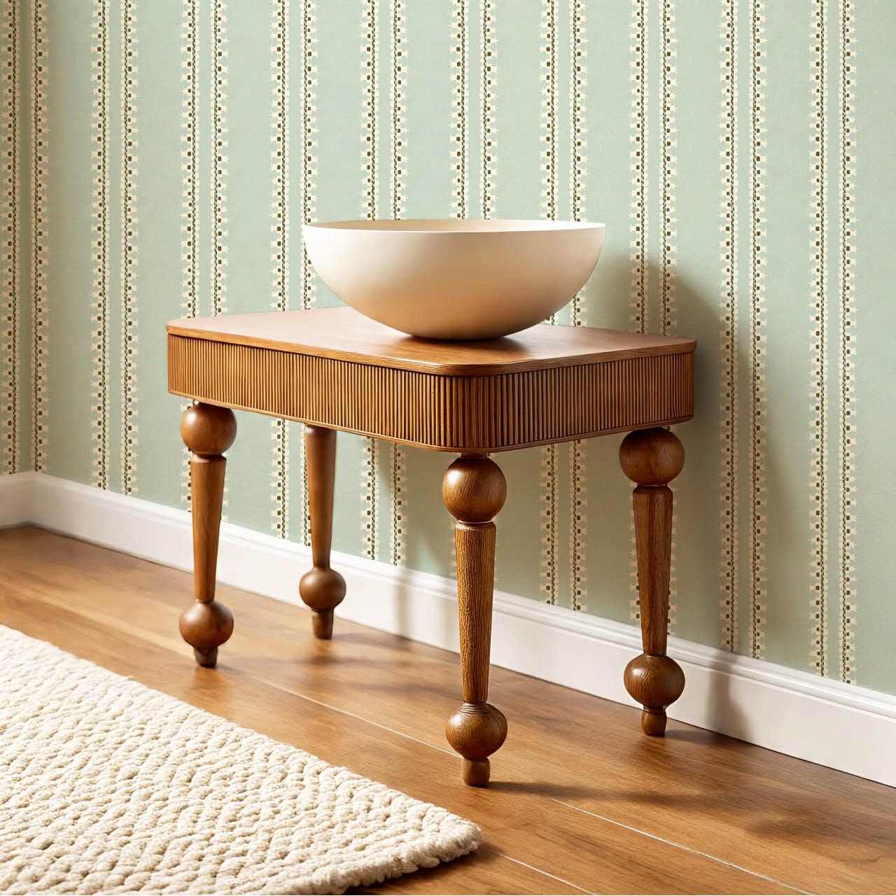 Salvadora Folk Stripes Mint Cream Wallpaper