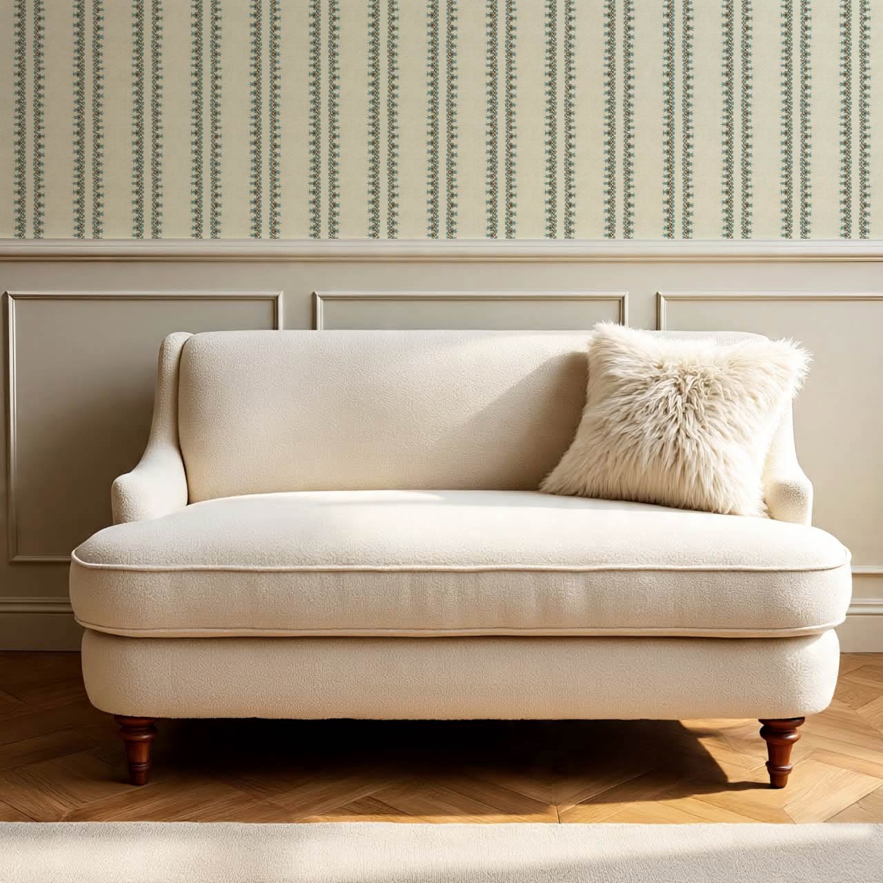Salvadora Folk Stripes Ivory Teal Wallpaper