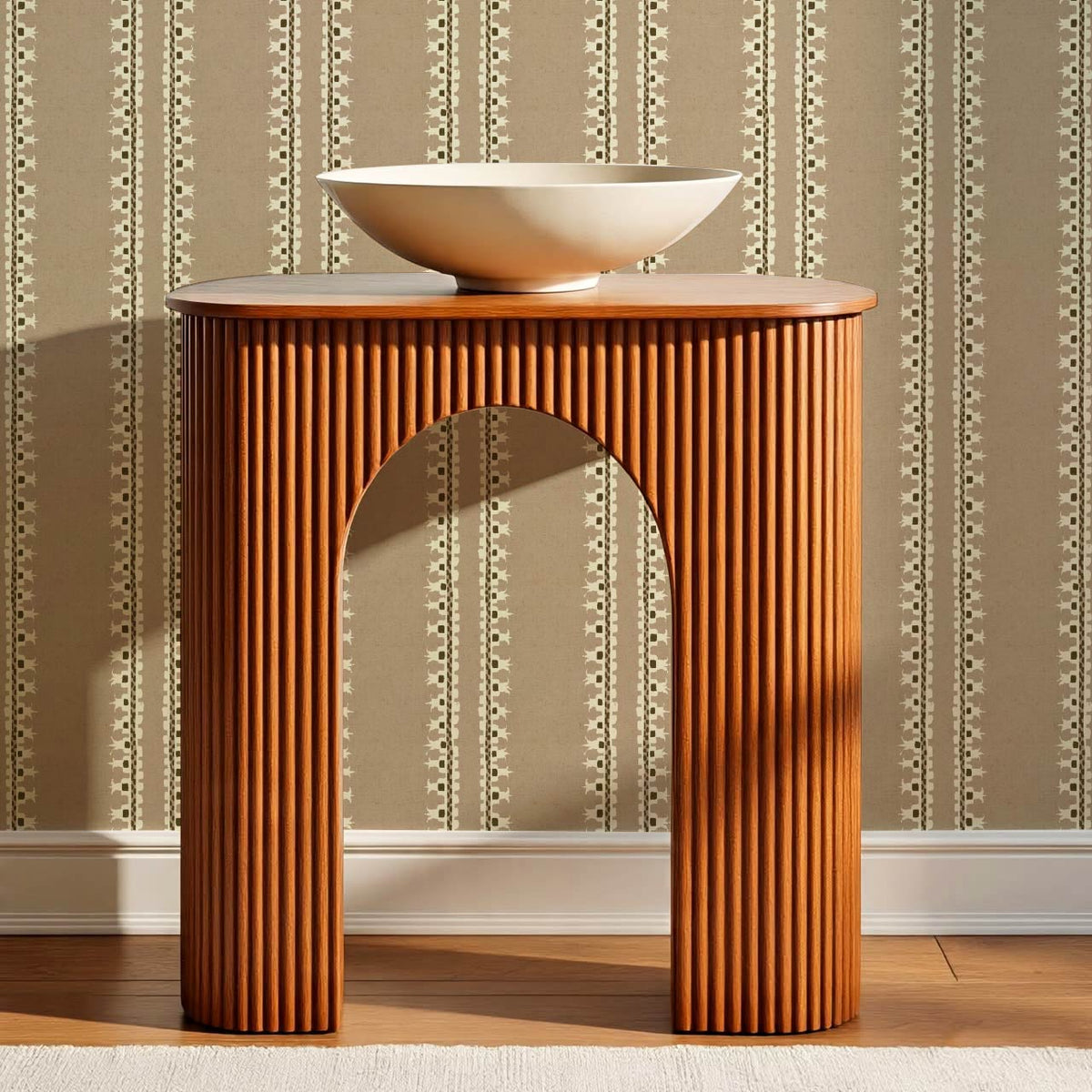 Salvadora Folk Stripes Taupe Cream Wallpaper