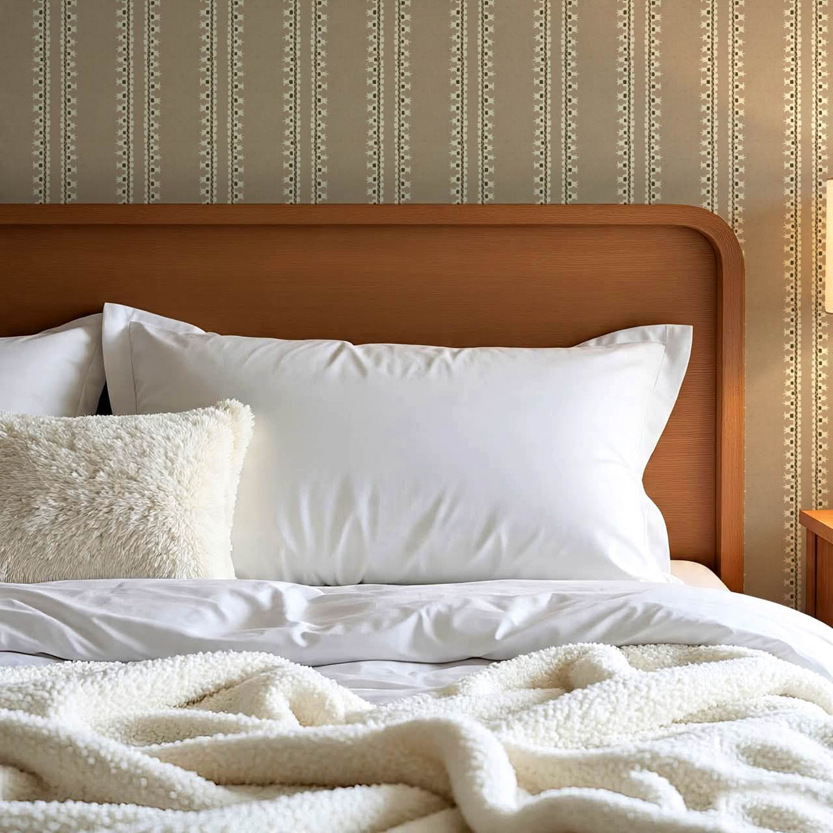 Salvadora Folk Stripes Taupe Cream Wallpaper