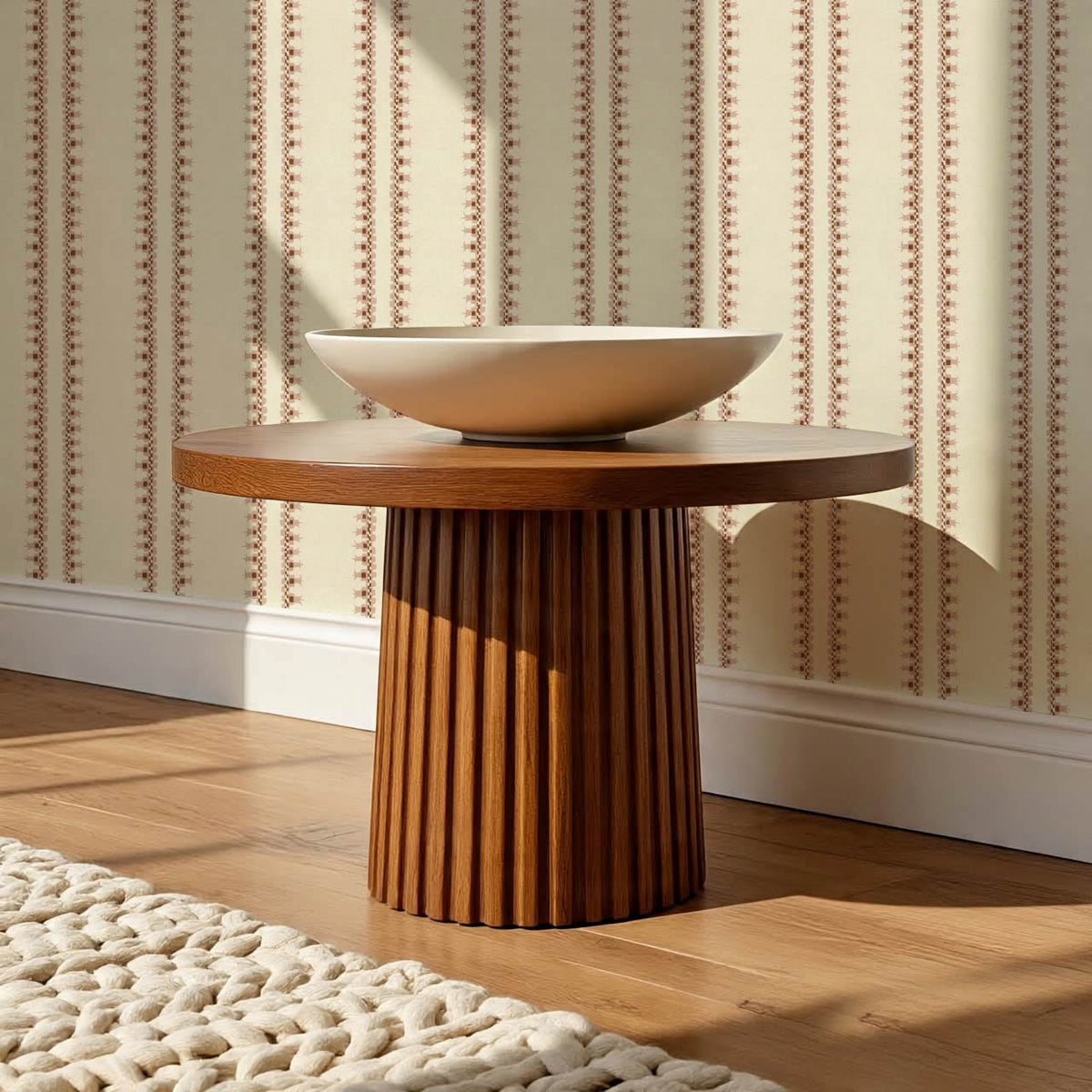 Salvadora Folk Stripes Rose Blush Butter Wallpaper