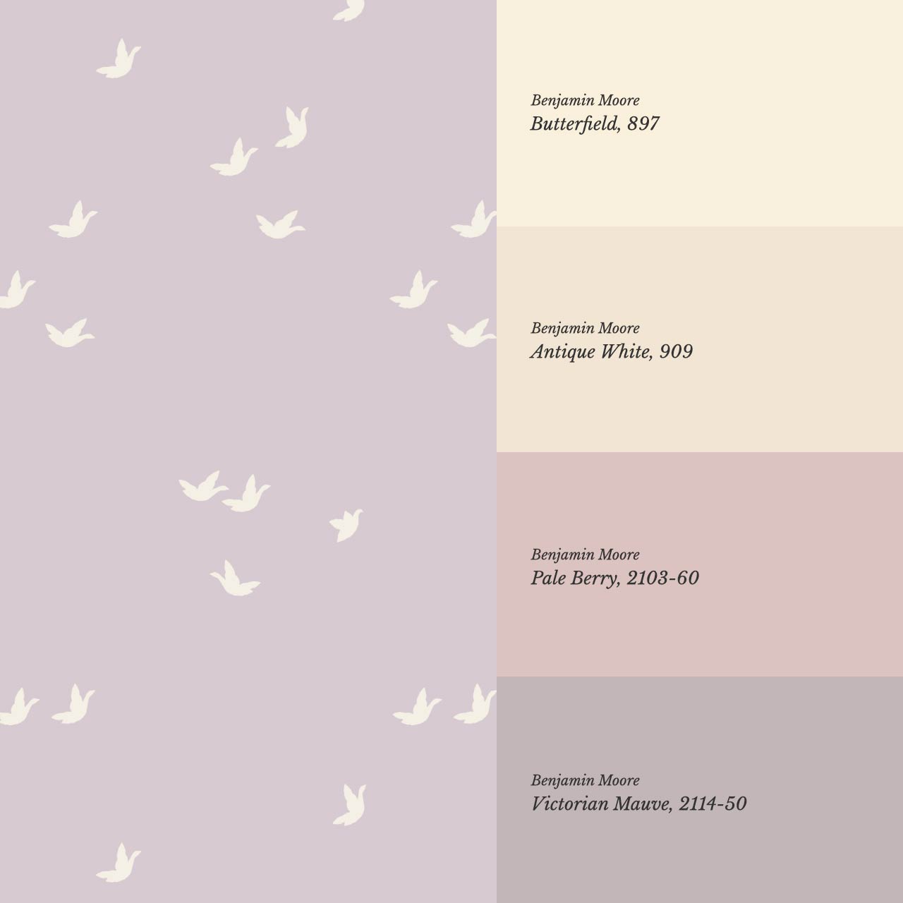 Sandra Quiet Flight Pearl Lilac Wallpaper