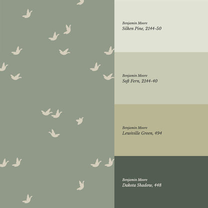 Sandra Quiet Flight Sage Beige Wallpaper