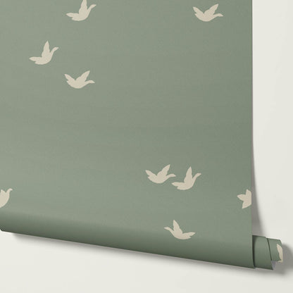 Sandra Quiet Flight Sage Beige Wallpaper