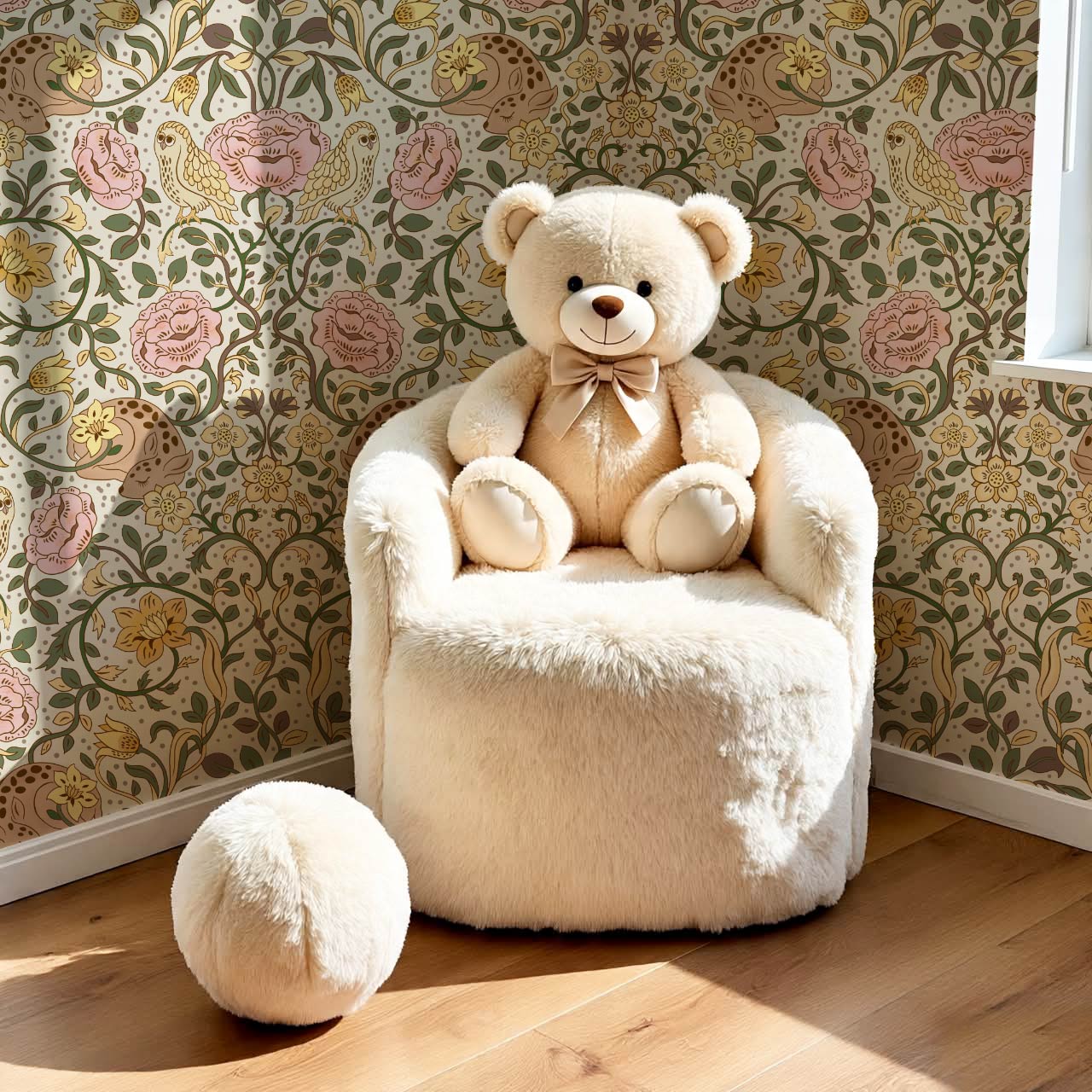 Sarah Deer and Roses Sunny Blush Wallpaper