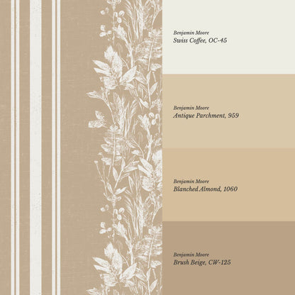 Sarai Wildflower Wide Stripes Beige Wallpaper