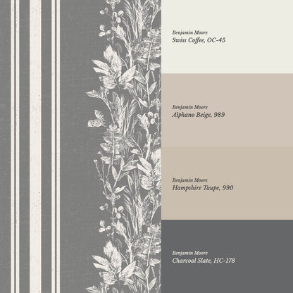 Sarai Wildflower Wide Stripes Slate Grey Wallpaper