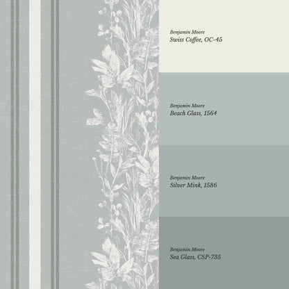 Sarai Wildflower Wide Stripes Sea Glass Wallpaper