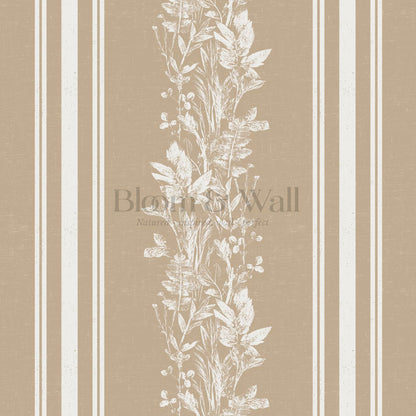 Sarai Wildflower Wide Stripes Beige Wallpaper