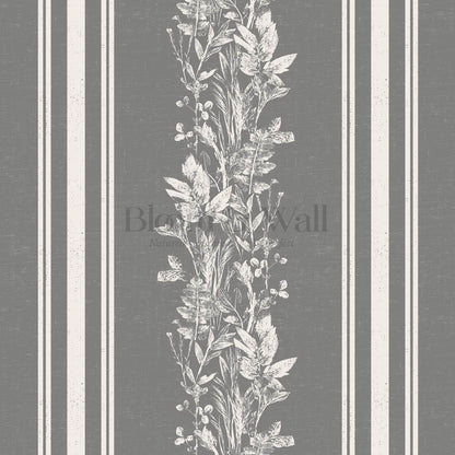 Sarai Wildflower Wide Stripes Slate Grey Wallpaper