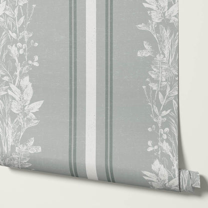 Sarai Wildflower Wide Stripes Sea Glass Wallpaper