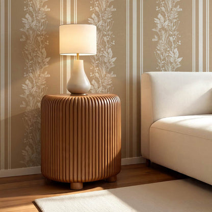 Sarai Wildflower Wide Stripes Beige Wallpaper