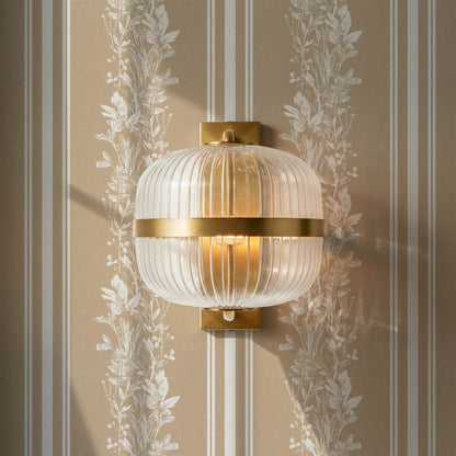 Sarai Wildflower Wide Stripes Beige Wallpaper