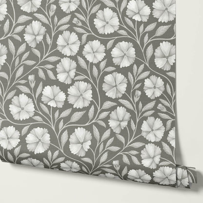 Sarra Cosmos Deep Olive Gray Wallpaper