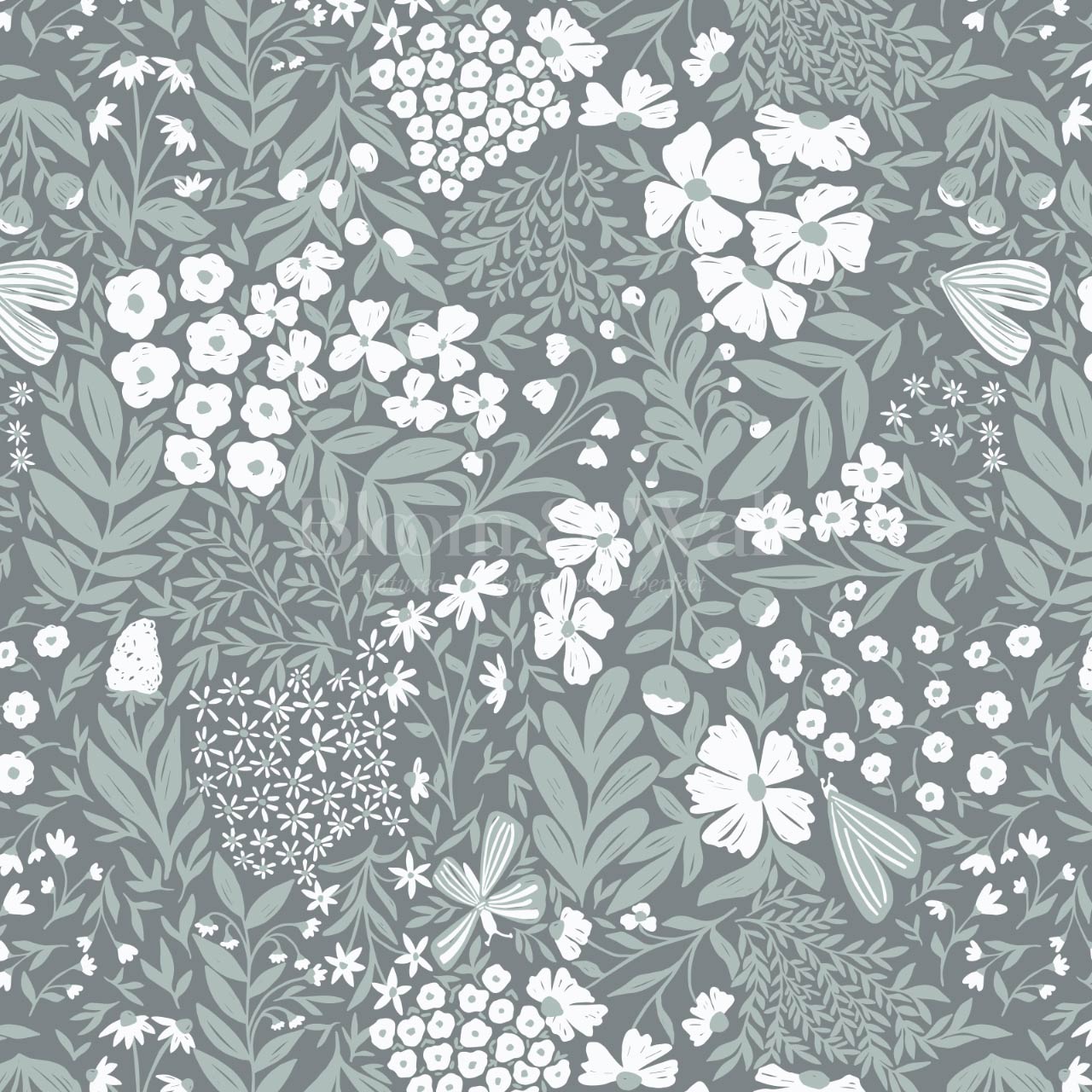 Savannah Garden Grove Slate Teal Wallpaper