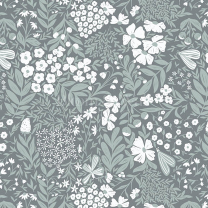 Savannah Garden Grove Slate Teal Wallpaper
