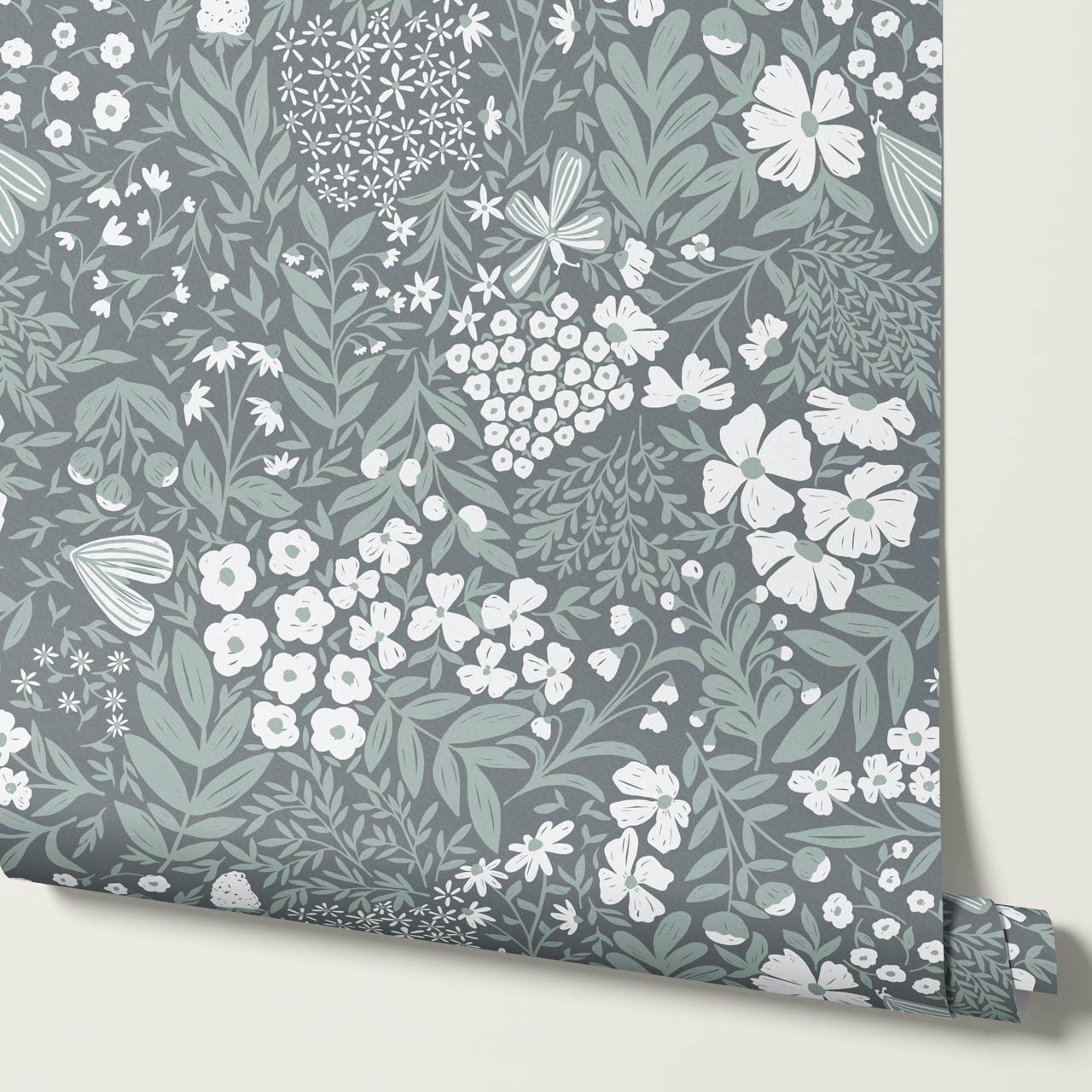 Savannah Garden Grove Slate Teal Wallpaper