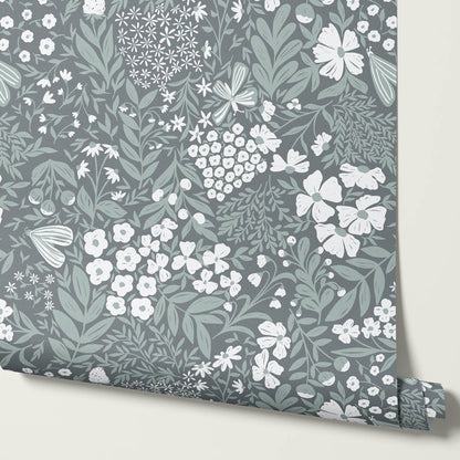 Savannah Garden Grove Slate Teal Wallpaper