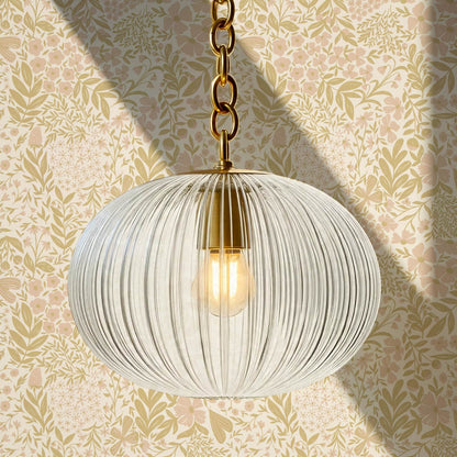 Savannah Garden Grove Floral Gold Pink Wallpaper