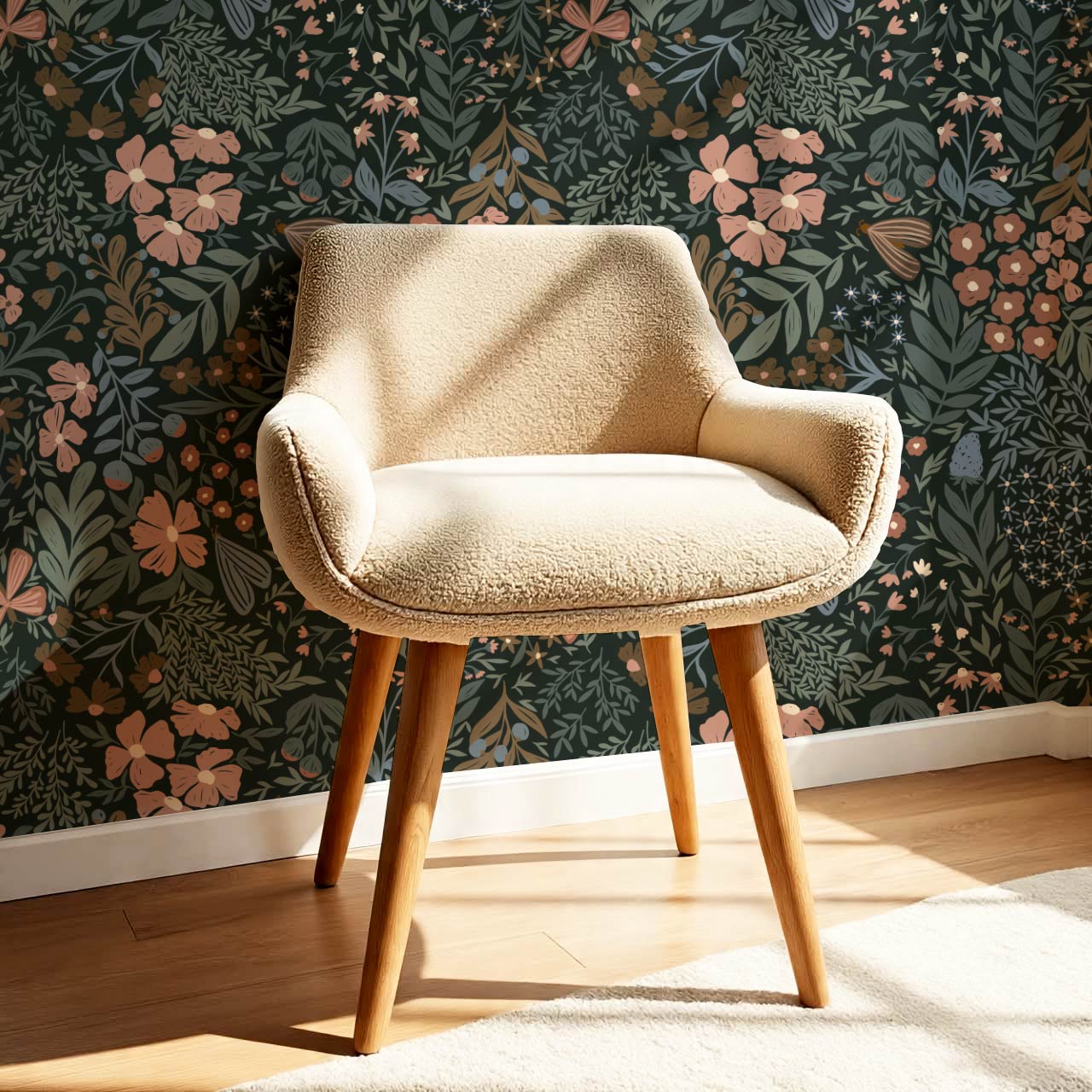 Savannah Garden Grove Floral Moody Green Wallpaper