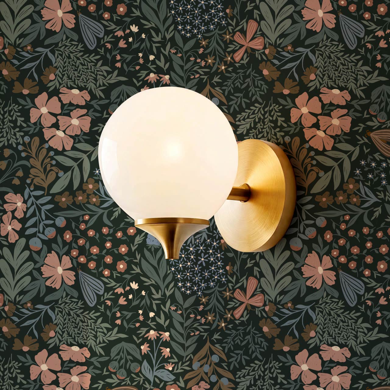 Savannah Garden Grove Floral Moody Green Wallpaper