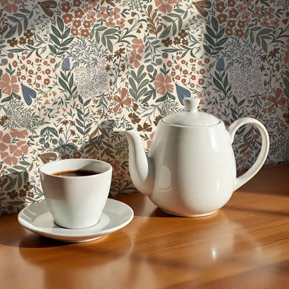 Savannah Garden Grove Floral Cream Earth Wallpaper