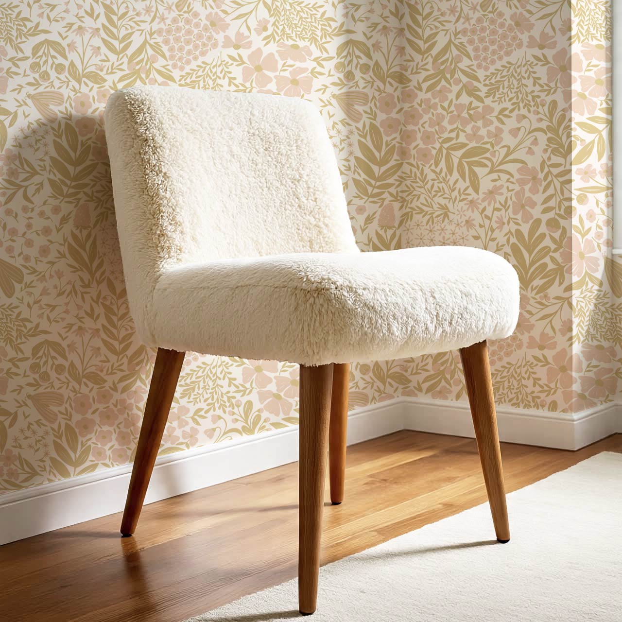 Savannah Garden Grove Floral Gold Pink Wallpaper