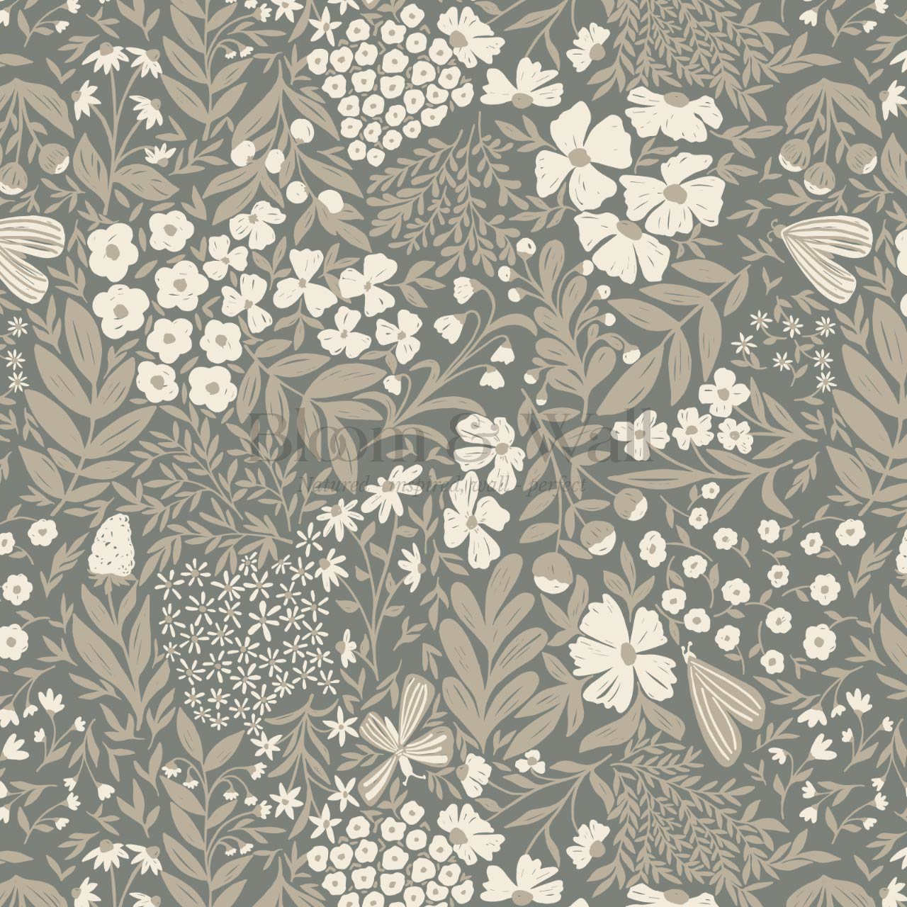 Savannah Garden Grove Floral Olive Wallpaper