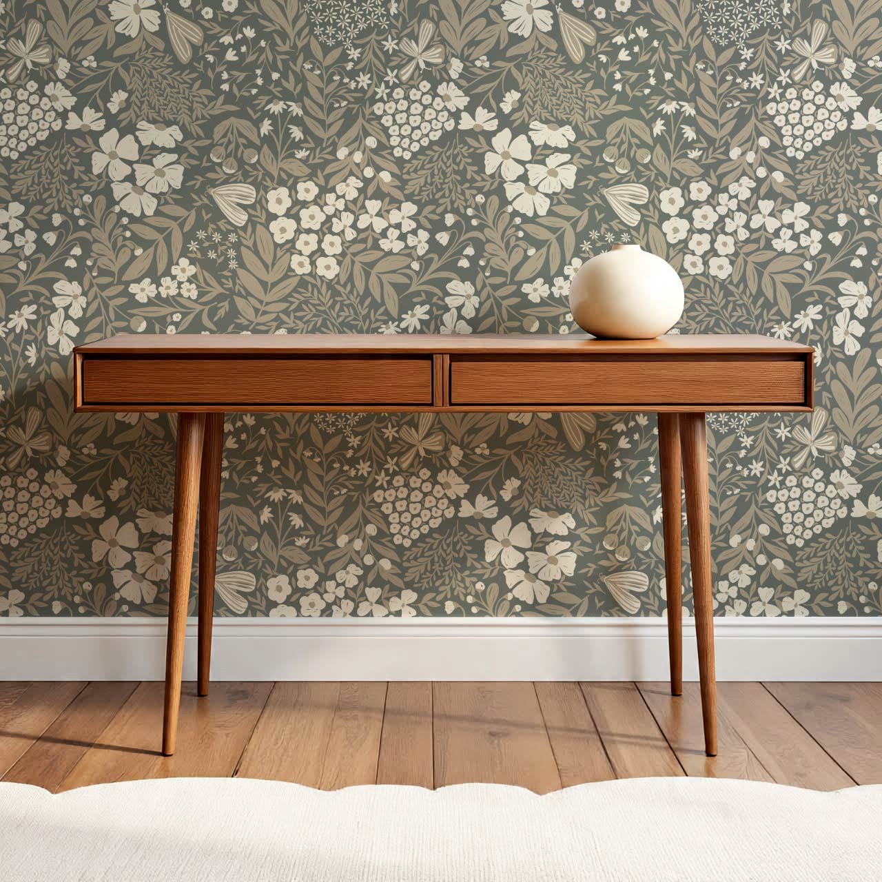 Savannah Garden Grove Floral Olive Wallpaper