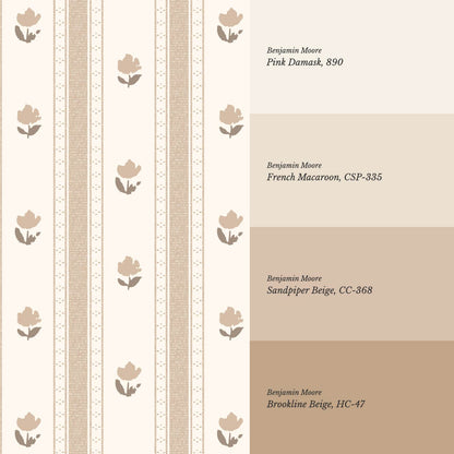 Sawyer Blooming Stripes Fawn Wallpaper