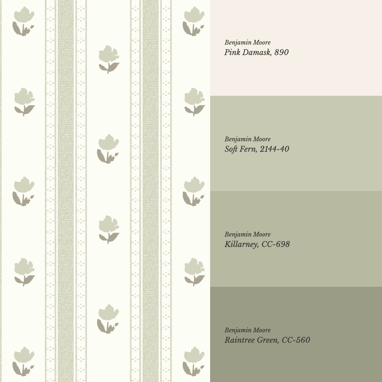 Sawyer Blooming Stripes Sage Wallpaper