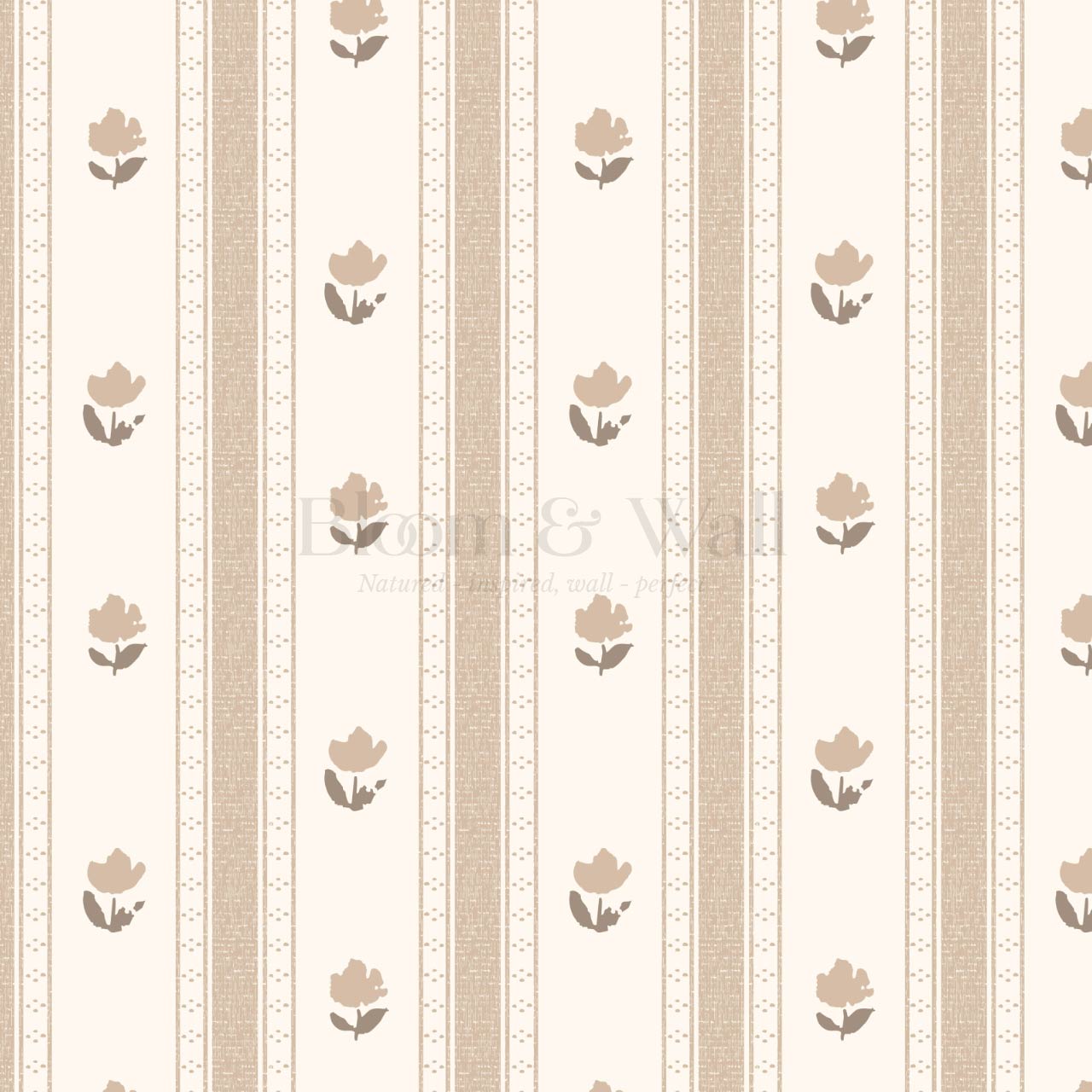 Sawyer Blooming Stripes Fawn Wallpaper