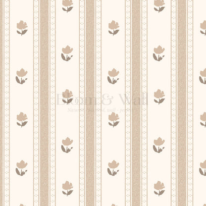 Sawyer Blooming Stripes Fawn Wallpaper
