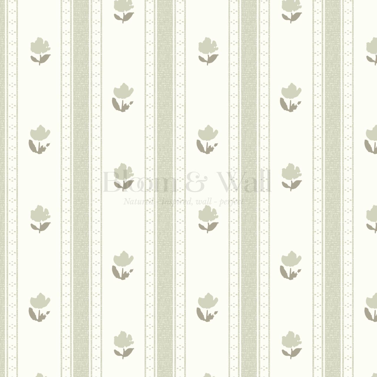 Sawyer Blooming Stripes Sage Wallpaper