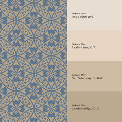 Scarlett Lotus Blue Taupe Wallpaper