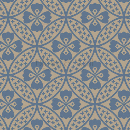 Scarlett Lotus Blue Taupe Wallpaper