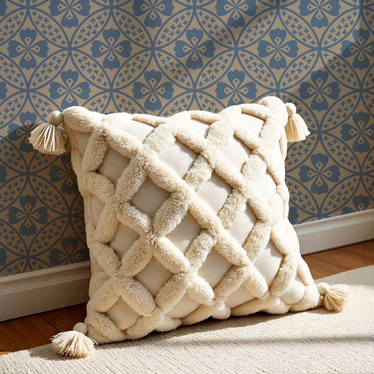 Scarlett Lotus Blue Taupe Wallpaper