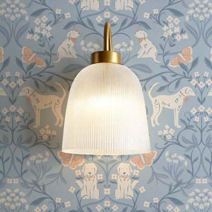Scottie Puppy Dog Damask Coral Blue Wallpaper