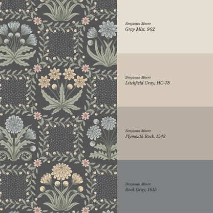 Seila Retro Prairie Check Slate Muted Pastel Wallpaper