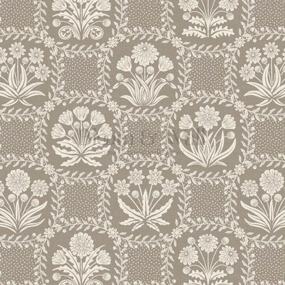Seila Retro Prairie Check Taupe Ivory Wallpaper