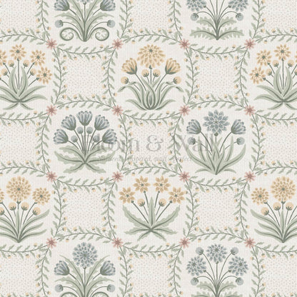 Seila Retro Prairie Check Pastel Ivory Wallpaper