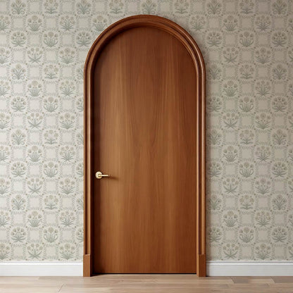Seila Retro Prairie Check Neutral Ivory Sage Wallpaper