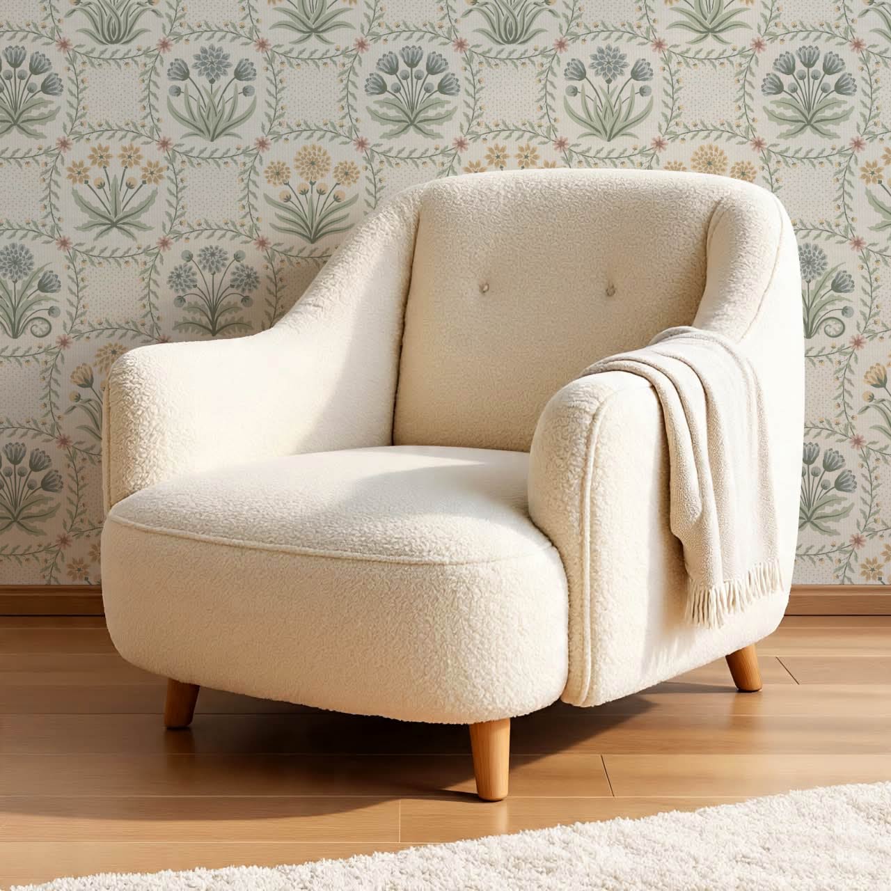 Seila Retro Prairie Check Pastel Ivory Wallpaper