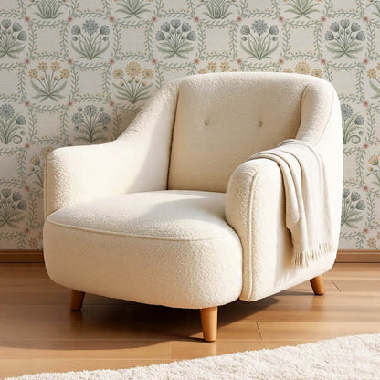Seila Retro Prairie Check Pastel Ivory Wallpaper