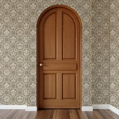 Seila Retro Prairie Check Taupe Ivory Wallpaper