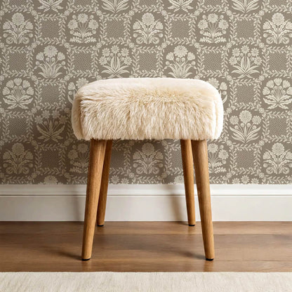 Seila Retro Prairie Check Taupe Ivory Wallpaper
