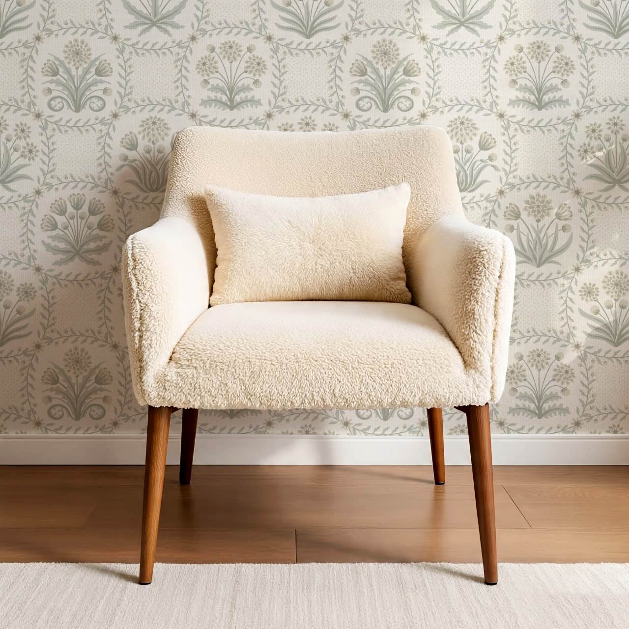 Seila Retro Prairie Check Neutral Ivory Sage Wallpaper