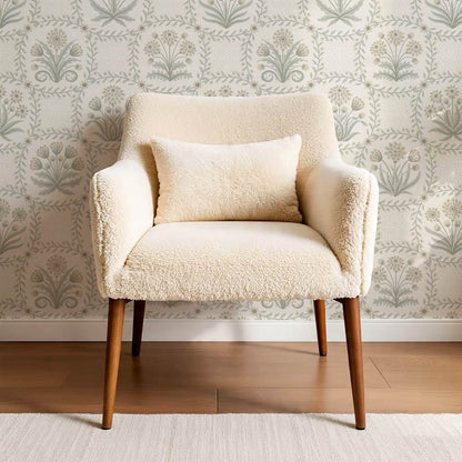 Seila Retro Prairie Check Neutral Ivory Sage Wallpaper