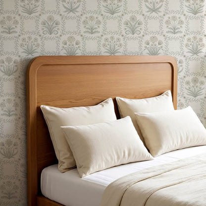 Seila Retro Prairie Check Neutral Ivory Sage Wallpaper