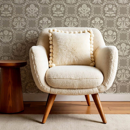 Seila Retro Prairie Check Taupe Ivory Wallpaper